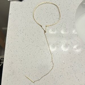 Alexis Russell gold filled cuff necklace with long drop chain